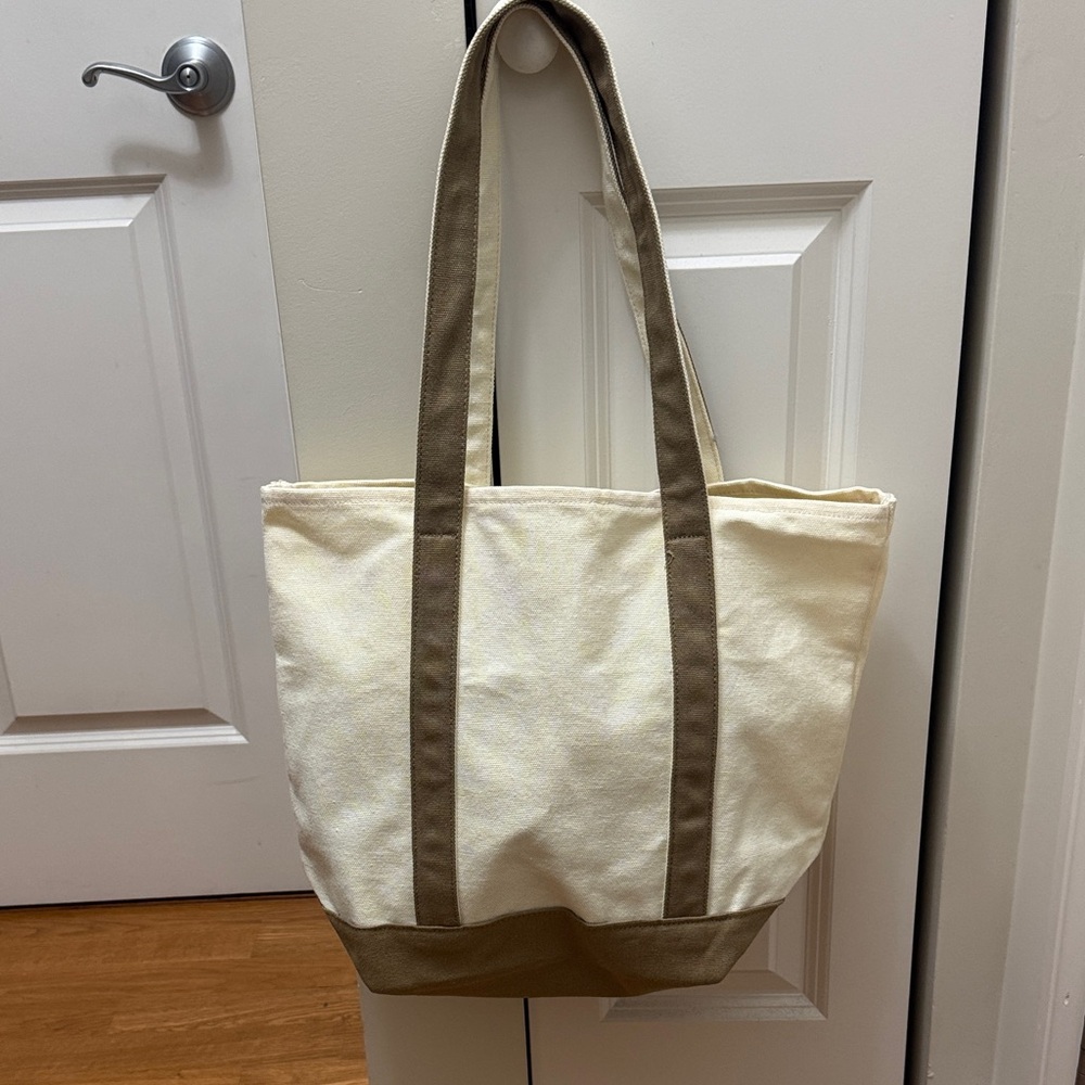 Canvas Tote Bag with Tan Straps NEW